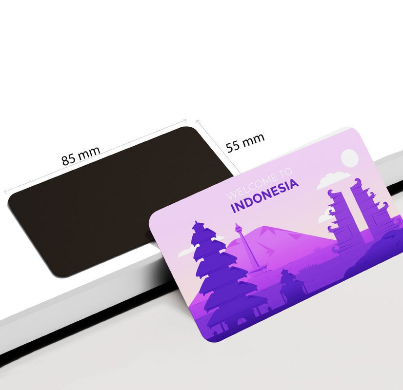 dhcrafts Rectangular Rubber Fridge Magnet / Magnetic Card Purple Indonesia Design Pack of 1 (8.6cm x 5.4cm)